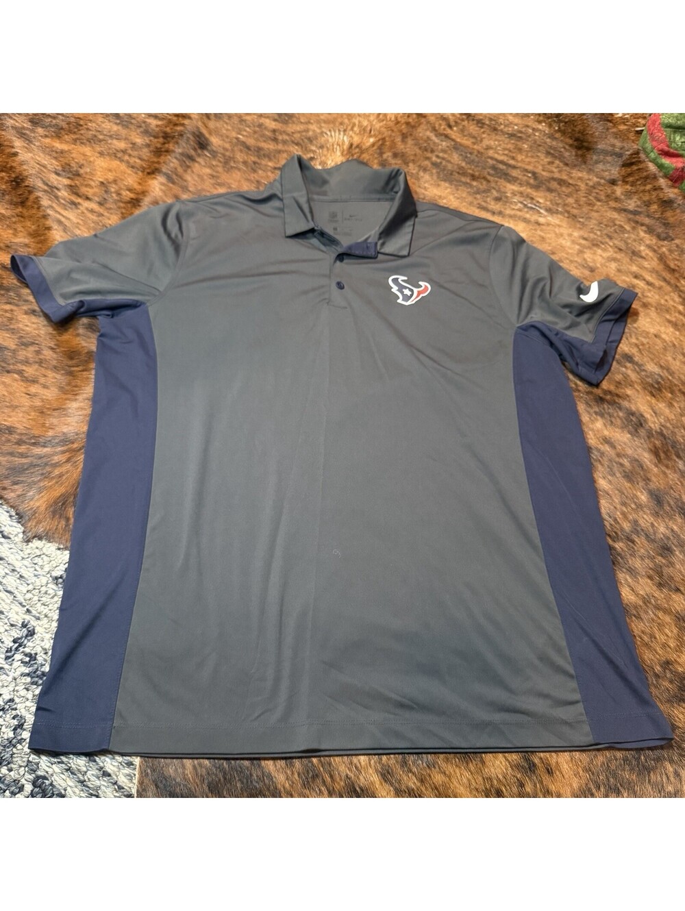 Nike Houston Texans NFL Dri-FIT Polo Shirt Mens XL Gray Team Apparel Football